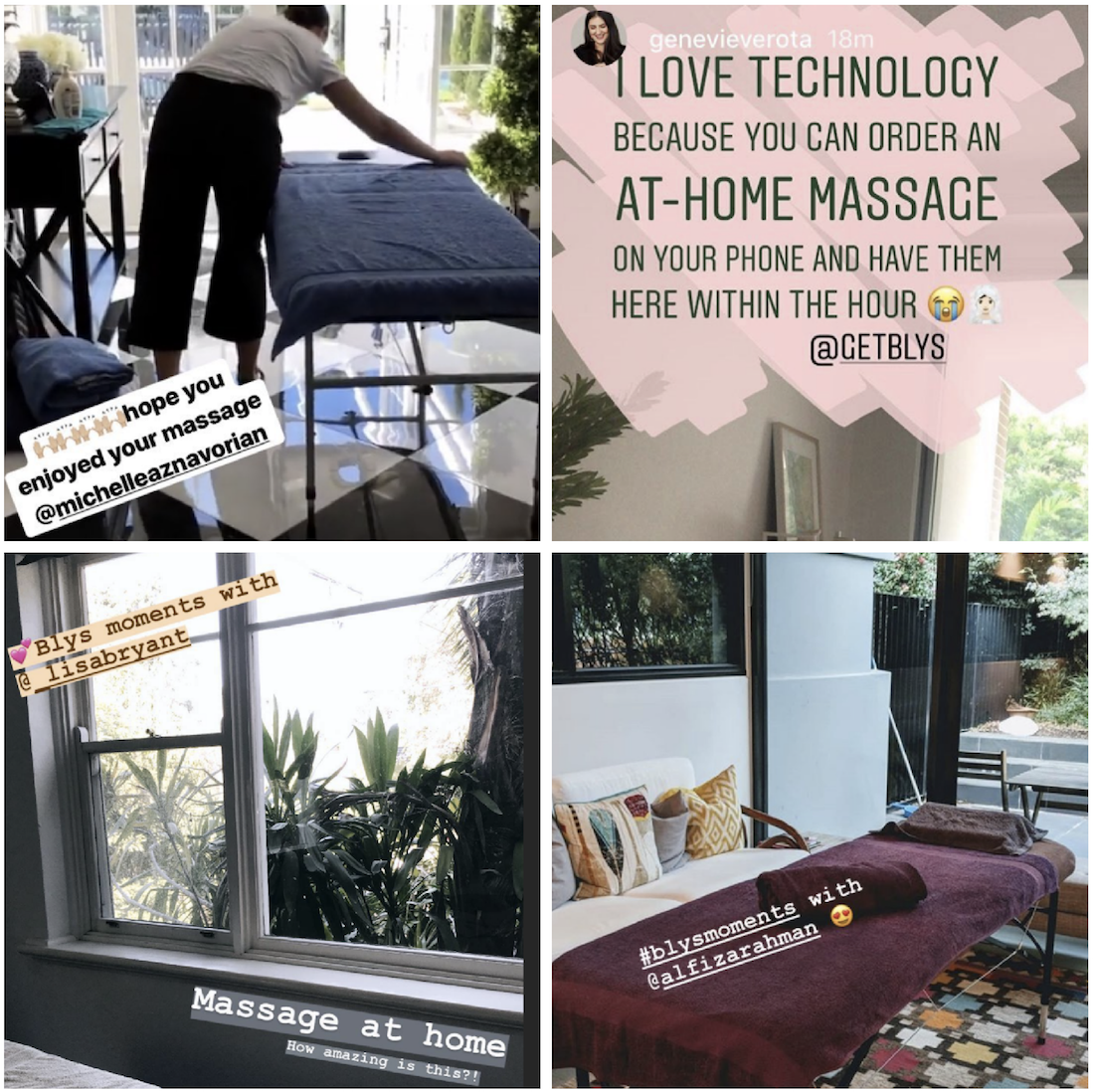 blyssed instagram getblys mobile massage on demand Sydney