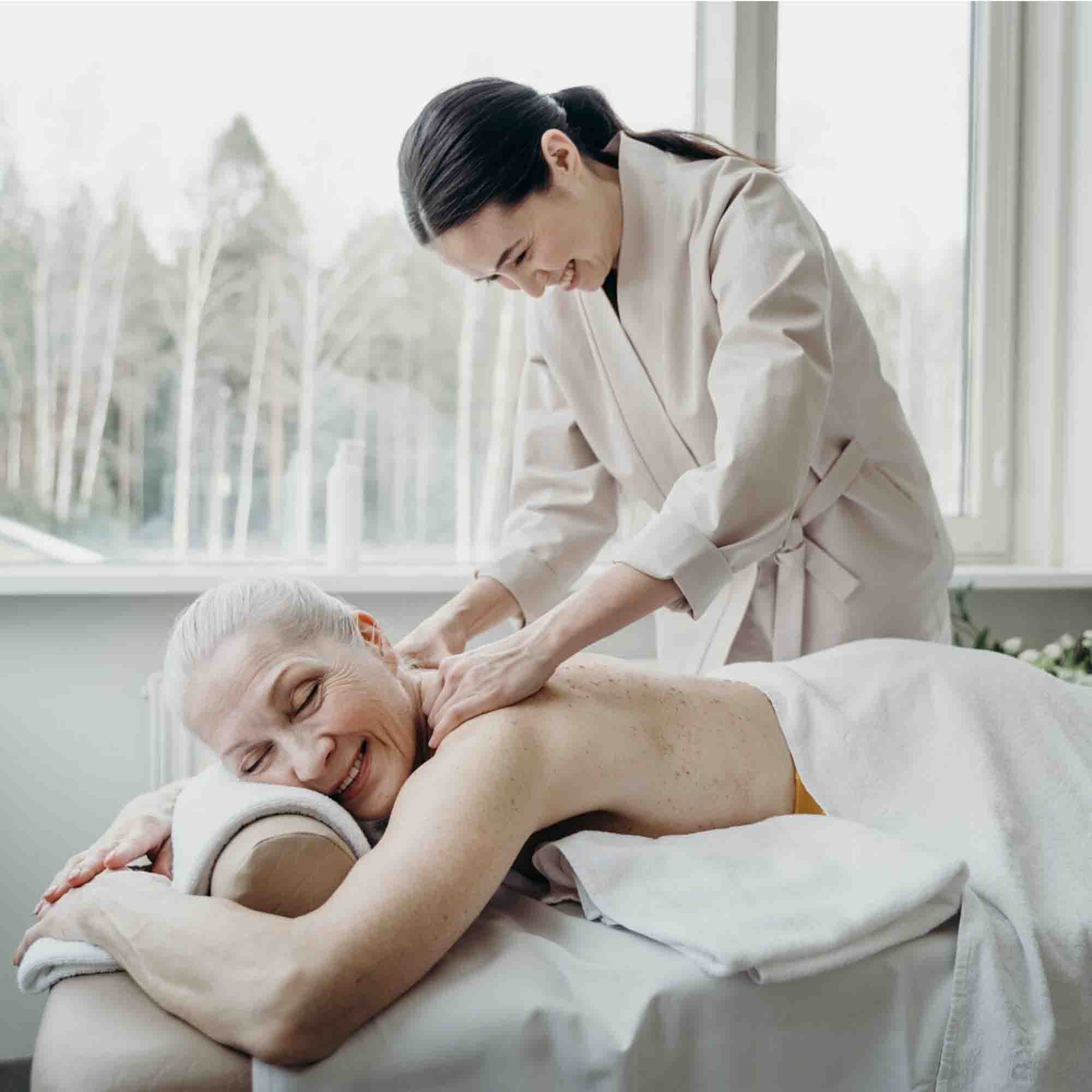 elderly getting our aged care massage