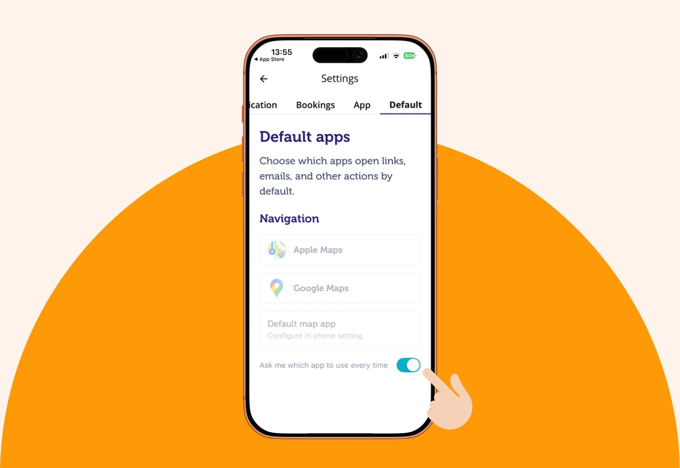 Toggle to ask map app for each booking